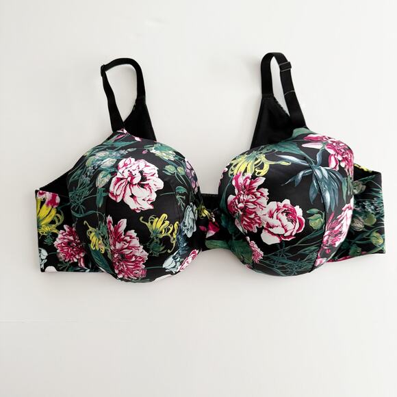 [Cacique] Floral Back Smoother Lightly Lined Full Coverage Underwire Bra Sz 44C - Picture 1 of 9